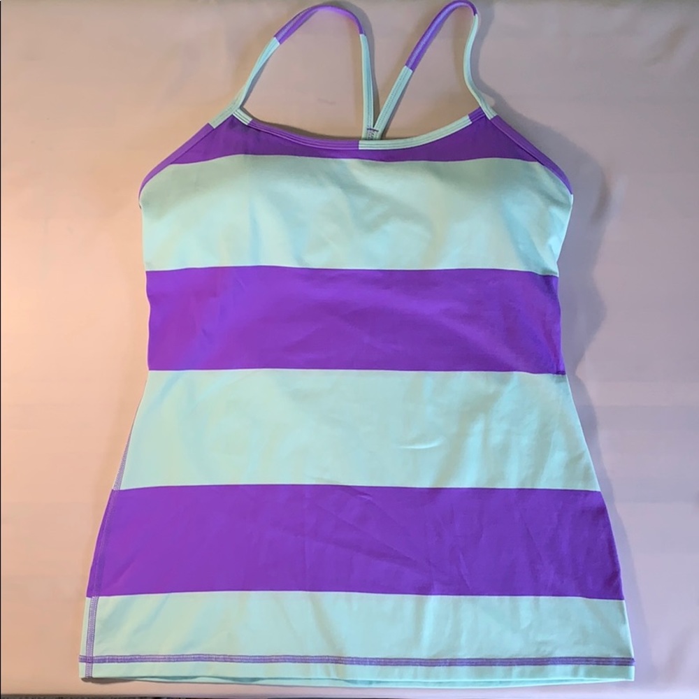 Lululemon tank, purple and mint stripe, Size 10